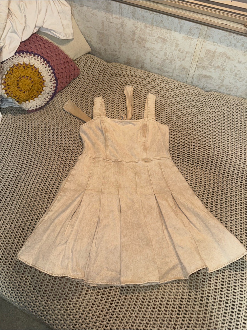 Altard state pleated, acid-washed denim mini dress from new xl